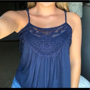 Navy laced tank top